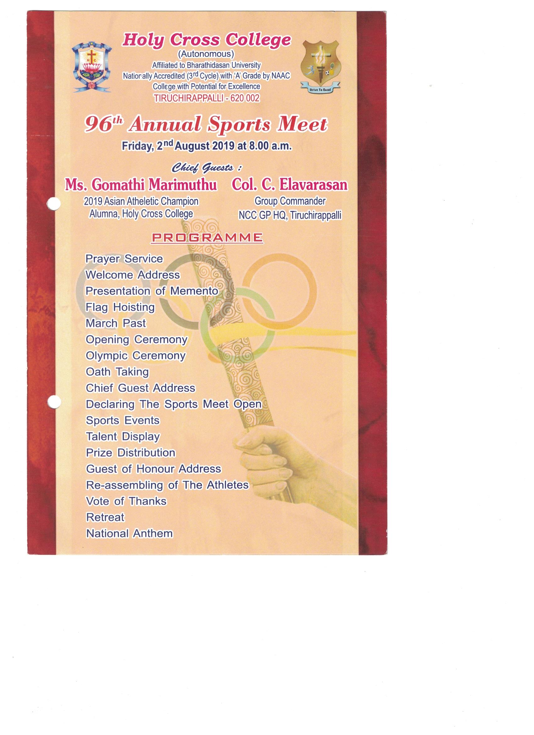 96th Sports Day Invite